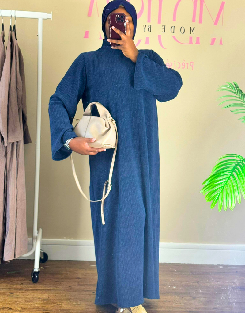 Abaya fluide bleu